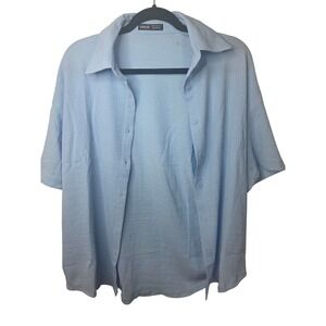 SHEIN Women Light Blue 2 Piece Set Button Down Shirt and Bandeau Top Size S 4